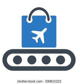 Baggage Conveyor vector icon. Style is flat bicolor smooth blue symbol, rounded angles, white background.