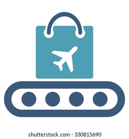 Baggage Conveyor vector icon. Style is flat bicolor cyan and blue symbol, rounded angles, white background.