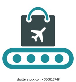 Baggage Conveyor vector icon. Style is flat bicolor soft blue symbol, rounded angles, white background.