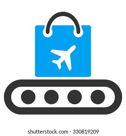 Baggage Conveyor vector icon. Style is flat bicolor blue and gray symbol, rounded angles, white background.