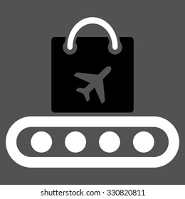 Baggage Conveyor vector icon. Style is flat bicolor black and white symbol, rounded angles, gray background.