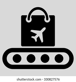 Baggage Conveyor vector icon. Style is flat black symbol, rounded angles, light gray background.