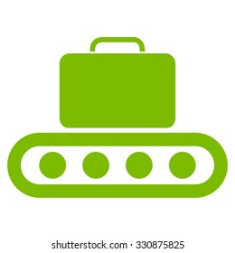 Baggage Conveyor vector icon. Style is flat eco green symbol, rounded angles, white background.