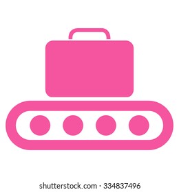 Baggage Conveyor vector icon. Style is flat pink symbol, rounded angles, white background.