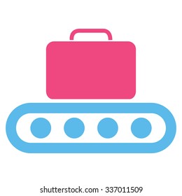 Baggage Conveyor vector icon. Style is flat bicolor pink and blue symbol, rounded angles, white background.