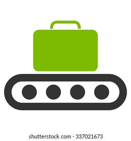 Baggage Conveyor vector icon. Style is flat bicolor eco green and gray symbol, rounded angles, white background.