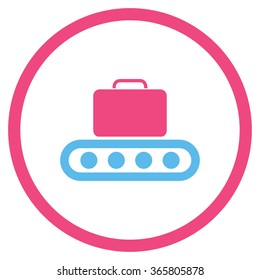 Baggage Conveyor vector icon. Style is bicolor flat circled symbol, pink and blue colors, rounded angles, white background.