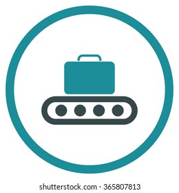 Baggage Conveyor vector icon. Style is bicolor flat circled symbol, soft blue colors, rounded angles, white background.