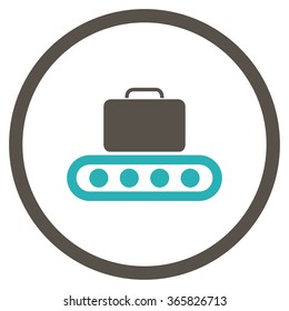Baggage Conveyor vector icon. Style is bicolor flat circled symbol, grey and cyan colors, rounded angles, white background.