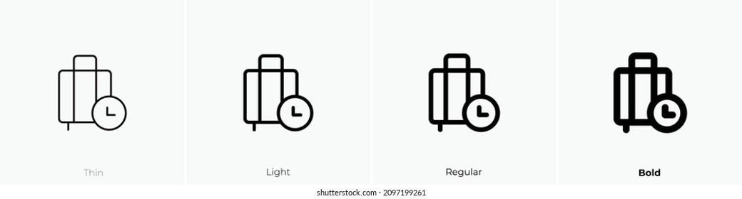 baggage delay icon. Thin, Light Regular And Bold style design isolated on white background