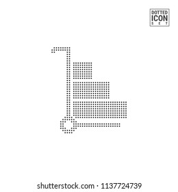 Baggage Dot Pattern Icon. Travel Bags Dotted Icon Isolated on White Background. Vector Illustration of Airport Trolley. Vector Background for Banner, Certificate, Poster Design, Visiting Card.