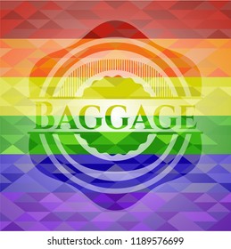 Baggage emblem on mosaic background with the colors of the LGBT flag