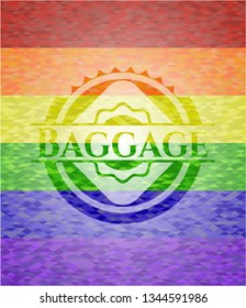 Baggage emblem on mosaic background with the colors of the LGBT flag