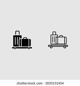 baggage fill and outline icon set isolated vector illustration