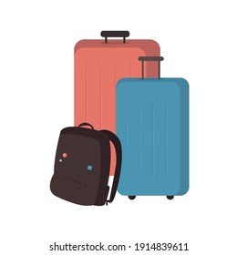 Baggage flat color vector object. Bags full of things needed for going on holiday. Vacation preparation processes isolated cartoon illustration for web graphic design and animation