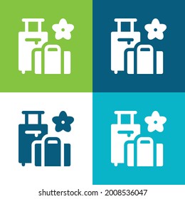 Gepäck Flat Vier Farbe minimale Icon Set