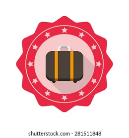 Baggage flat icon with long shadow on badge background,EPS 10