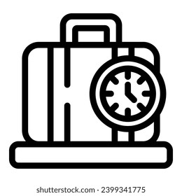Baggage flight weight icon outline vector. Airplane weighing luggage. Passenger safety control