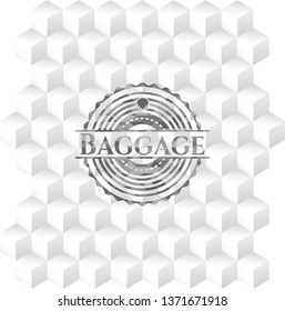 Baggage grey emblem. Retro with geometric cube white background
