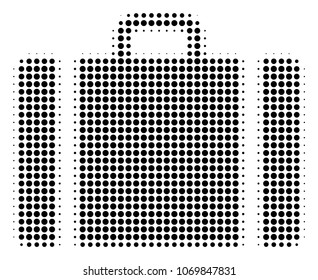 Baggage halftone vector icon. Illustration style is dotted iconic Baggage icon symbol on a white background. Halftone matrix is round items.