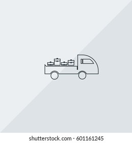 Baggage Handling System Vector Icon, The outlined symbol of truck for luggage. Simple, modern flat vector illustration for mobile app, website or desktop app   