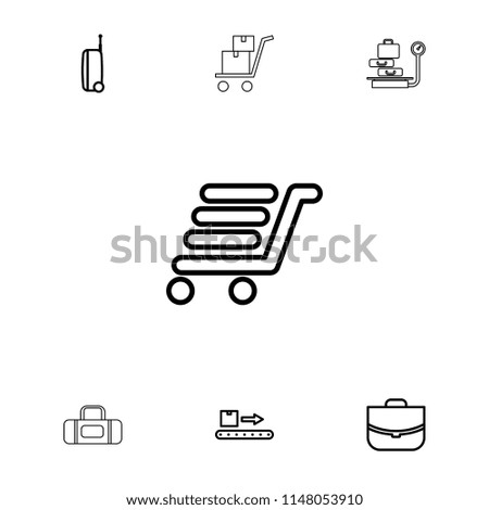 Baggage icon. collection of 7 baggage outline icons such as case, luggage scan, luggage cart, suitcase, luggage weight. editable baggage icons for web and mobile.