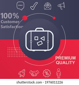 Baggage icon. Customize your design with a navy and red colored background template