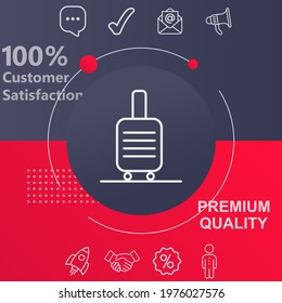 Baggage icon. Customize your design with a navy and red colored background template