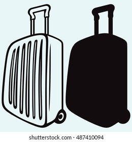 Baggage Icon EPS. Isolated on blue background. Vector silhouettes