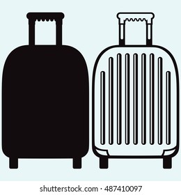 Baggage Icon EPS. Isolated on blue background. Vector silhouettes