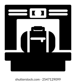 Baggage icon in Glyph Style. Black Fill