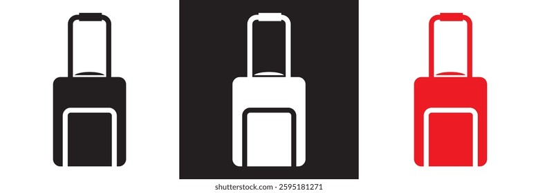 Baggage icon.  Isolated on white, pink and black background. Vector illustration. EPS 10