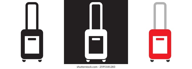 Baggage icon.  Isolated on white, pink and black background. Vector illustration. EPS 10