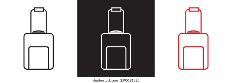 Baggage icon.  Isolated on white, pink and black background. Vector illustration. EPS 10