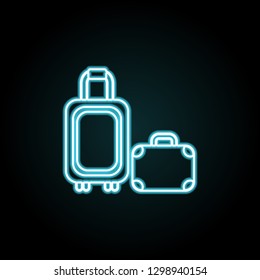baggage icon in neon style. Simple thin line, outline vector of Summer icons for UI and UX, website or mobile application