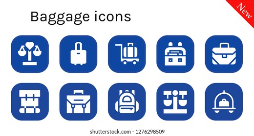  baggage icon set. 10 filled baggage icons. Simple modern icons about  - Balance, Suitcase, Luggage, Case, Briefcase, Backpack