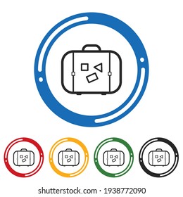 Baggage icon set. flat design vector illustration in 5 colors options for webdesign