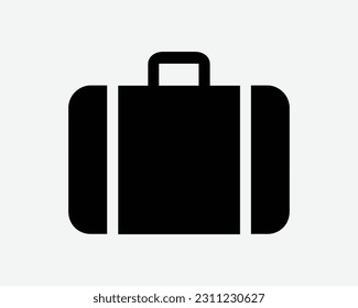 Baggage Icon. Suitcase Travel Hand Carry On Bag Luggage Handle Document File Case Sign Symbol Black Artwork Graphic Illustration Clipart EPS Vector