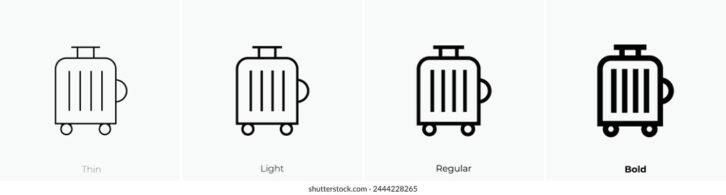 Gepäcksymbol. Dünnes, leichtes Regular- und Bold-Design isoliert auf weißem Hintergrund
