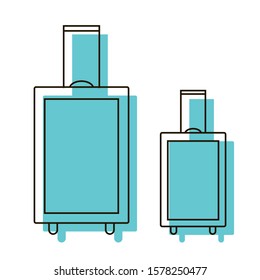 Baggage icons. Permissible dimensions for transportation. Two sizes: large and small. Design element. Vector illustration isolated on white background. 