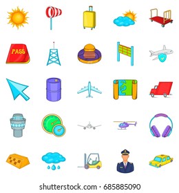 Baggage icons set. Cartoon set of 25 baggage icons for web isolated on white background