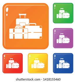 Baggage icons set collection vector 6 color isolated on white background