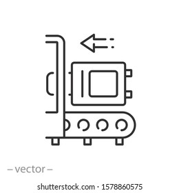 baggage inspection icon, customs revision, thin line web symbol on white background - editable stroke vector illustration eps 10