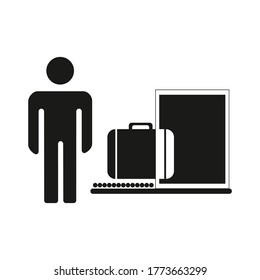baggage inspection icon, customs revision, web symbol on white background