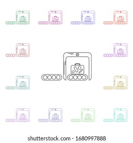 Baggage inspection multi color style icon. Simple thin line, outline vector of airport icons for ui and ux, website or mobile application