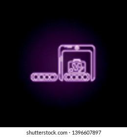 Baggage inspection neon icon. Elements of airport set. Simple icon for websites, web design, mobile app, info graphics