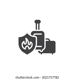 Baggage insurance vector icon. filled flat sign for mobile concept and web design. Travel luggage insurance glyph icon. Symbol, logo illustration. Vector graphics