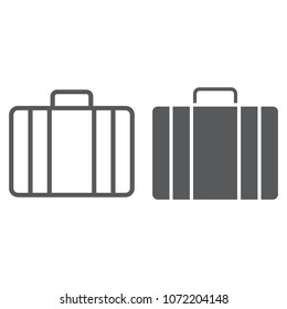 Baggage line and glyph icon, briedfcase and luggage, bag sign vector graphics, a linear pattern on a white background, eps 10.