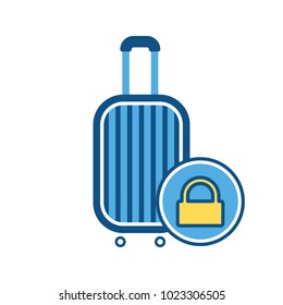 Baggage, lock sign, luggage, suitcase, travel bag, vacation icon. Vector illustration