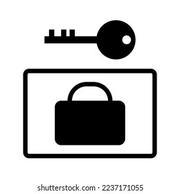 Icono de casillero de equipaje. Icono de clave y equipaje. Depósito. Vector.